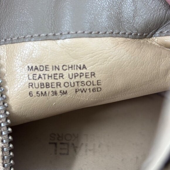 Michael Kors Suede Ankle Boots Size 6.5 Tan Leather Side Zip Block Heel Bootie - Picture 10 of 12